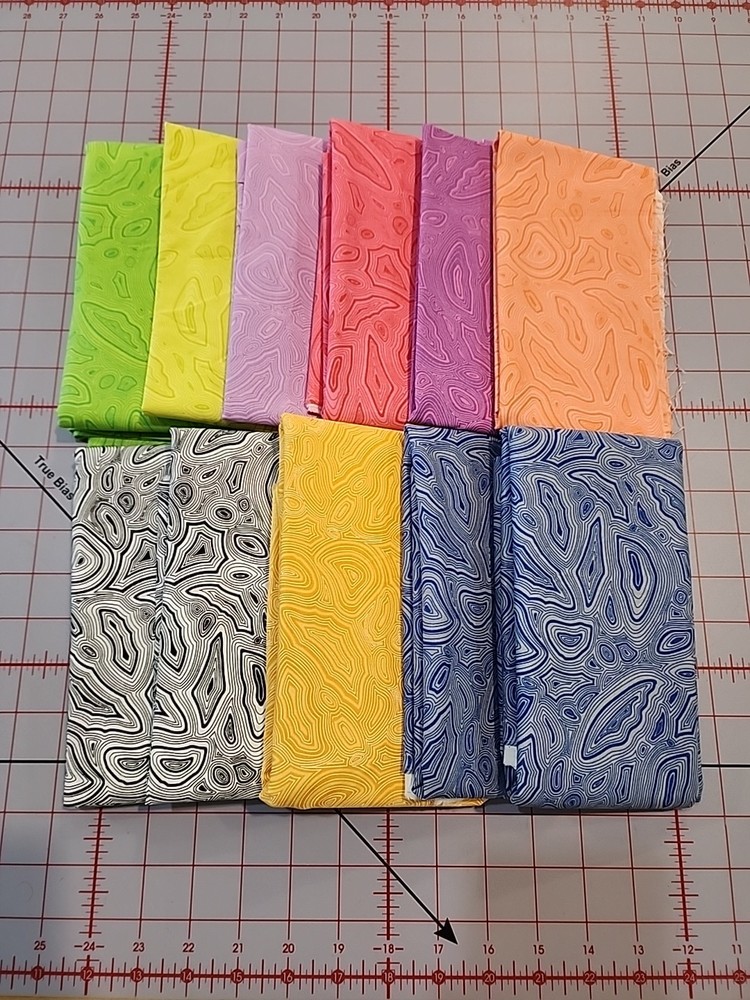 Quilting Cotton Fabric Tula Pink’s Mineral, 11 End of Bolt Remnants 6 yds, 6 in.