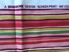Braemore Fabric Stripe Multi color red orange maroon green pink 63″ x 54″ USA