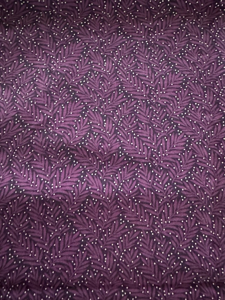 Floral Cotton Fabric. 1 Yards +31 inches Purple Black Silver