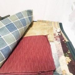 3 lbs 3 oz Lot of Fabric Small Scraps Samples Mixed pieces sizes colors textures