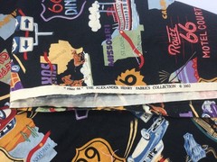 Vintage Route 66 Alexander Henry Remnant Cotton Fabric 1 Yd x 42″ W