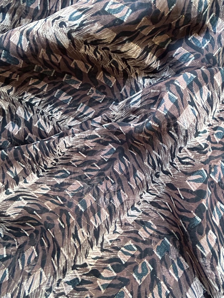 Black & Brown color animal print soft chiffon Fabric By the Yard 58″