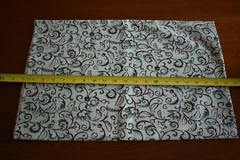 31″ Long x 40″ Wide, Vintage, Green & Brown Scrolls on Light-Tan Cotton N1668