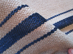 Tan Indigo KRAVET Organic stripe heavy upholstery Fabric BTyd Chenille Linen