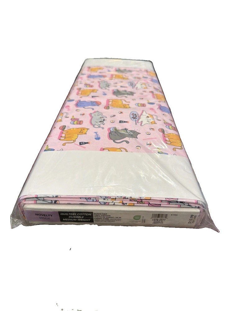 Quilters Cotton Med Weight SUSHI CAT 100% Cotton Entire Bolt 8 Yards Unopened