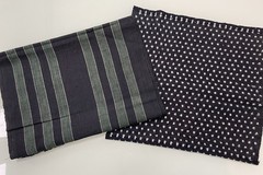 Vintage Japanese Kasuri Fabric Lot Yukinko Snow Indigo Green Striped Boro Craft