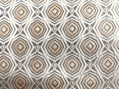 IVORY GOLD BROWN Raised Geometric Brocade Upholstery Drapery (110 in.) Sold BTY
