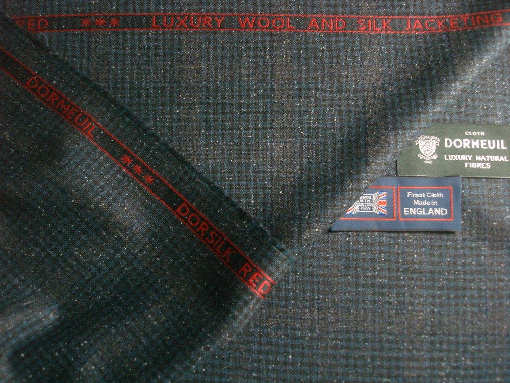 DORMEUIL 67% WOOL & 33% SILK JACKETING FABRIC “Dorsilk Red” Check/Plaid = 2.0 m.