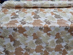 FABRIC SOLD BY THE YARD JACQUARD BROCADE GOLD MUSTARD MAPPLE LEAVES METALLIC