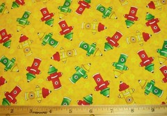 Avlyn “Emergency” Tossed Hydrants and Pawprints on Yellow Cotton Fat Quarter