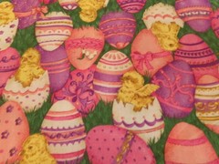 28″ X 31″ VINTAGE EASTER EGG & CHICKS REMNANT COTTON#2898
