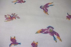 cotton/poly sweatshirt fleece fabric 2 3/4 yds x58″ white w/multicolor ducks