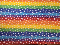 Anti pill Plush Fleece fabric solid rainbow colored stripes w/hearts 1 yd x 59″