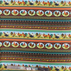 Patchwork Quilting Fabric Chickens Border Half Meter Cut 50x110cm