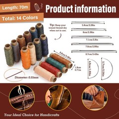 KAQRHFT 0.55 mm Round Waxed Thread, 14 Colors 76 0.55mm 70m, Classic Color A