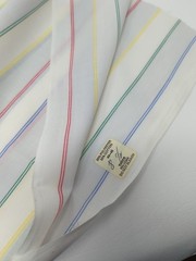 Red Blue Green Yellow Thin Stripes On White Poly Cotton Blend Fabric 31″ X 44″