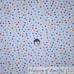 BonEful Fabric FQ Cotton Quilt White Rainbow Bright Color Unisex Dot Calico Sale