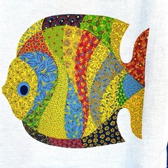 Vintage Patchwork Animal Fabric Panel 70s 80s Owl Fish Butterfly Printworks 1981