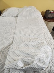 Vintage Blue Tulip Pennsylvania Dutch Quilting Polished Cotton Stanly King 22x8Y