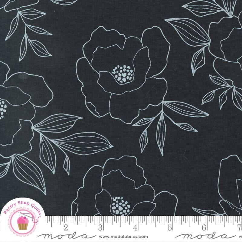 Moda GILDED 11530 12 Black Ink White Floral ALLI K DESIGNS Quilt Fabric