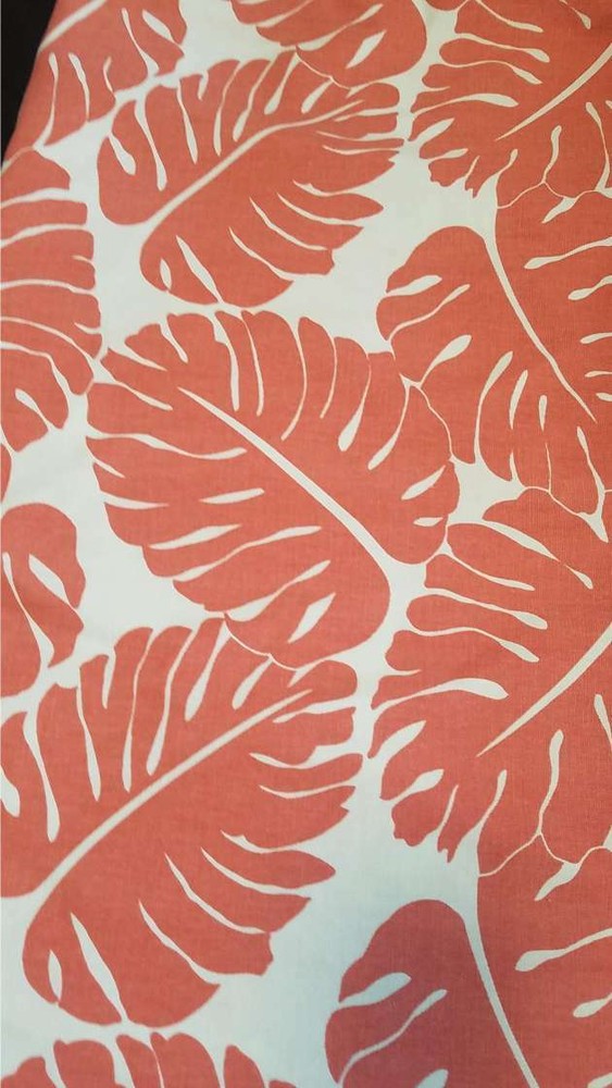 Richloom Svenska CORAL leaf print geometric cotton duck fabric by the yard 7