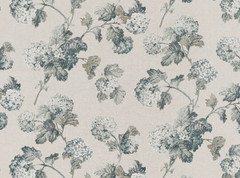 ANNA FRENCH CURTAIN FABRIC DESIGN Sussex Hydrangea 5.9 MTRS SLATE/LINEN LINEN BD