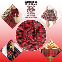 100% Polyester Plaid Poplin Weave 58″ Wide Fabric Wrinkle Resistant Non-Stretch