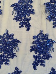 Brianna ROYAL BLUE Polyester Floral Embroidery with Sequins on Mesh Lace Fabric