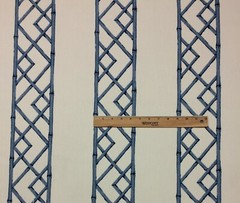 KRAVET LATTICELY ULTRAMARINE BLUE MODERN BAMBOO STRIPED FABRIC 2.75 YARD 54″W