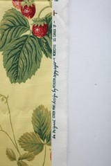 Vtg Yellow w/ Strawberries Decorator Fabric Richloom 1998 Approx 55″x37″ Craft