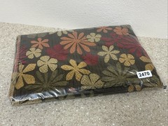 Fabric Remnant Designer Material Brown Flower Power Olive, Orange, Gold 57” X 52