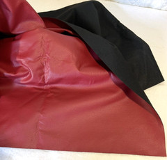 3 Yards Red Pebbled Faux Leather Material Black Felted Backing 56″ Wide