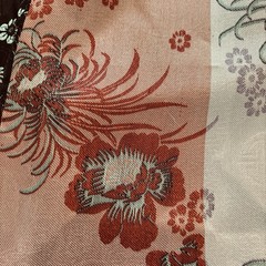 VTG Chinese Floral Brocade Fabric Black Background Shou Symbol Chrysanthemum 2yd