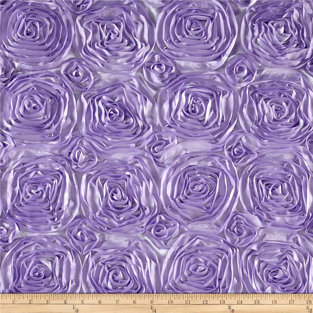 Paige LAVENDER 3D Floral Polyester Satin Rosette Fabric by the Yard – 10028