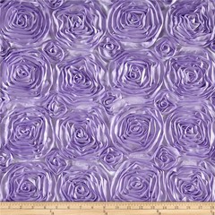 Paige LAVENDER 3D Floral Polyester Satin Rosette Fabric by the Yard – 10028