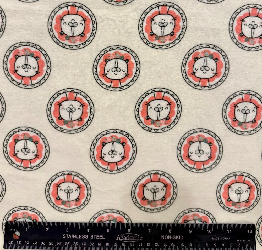 CAMELOT FABRICS Flannel Sewing Fabric 1.667 Yds (60″) x 40″ LIONS on Pale Green