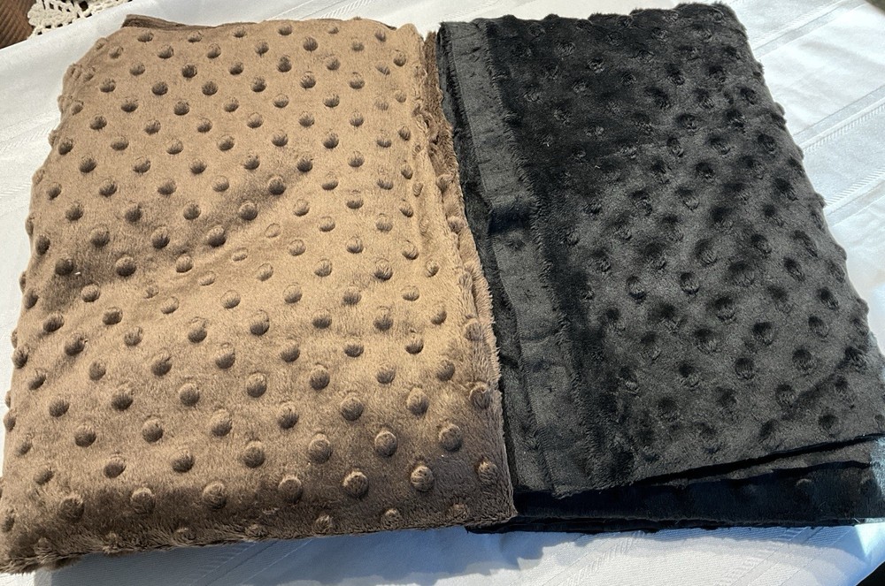 Minky Dot Fabric Bundle 2 Pieces Black And Brown
