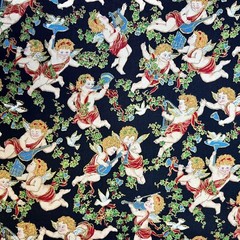 Cherubs and Holly Christmas Fabric 3 Pack Sharon Kessler for Concord 100% Cotton