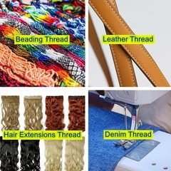 Sissewpro Bonded Nylon Thread 69 Upholstery T70 #69 210D/3, 1xWhite+1xBlack