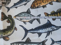 White Canvas With Fish Print Fabric 58″ X 35″ Sewing Projects Crafting Home