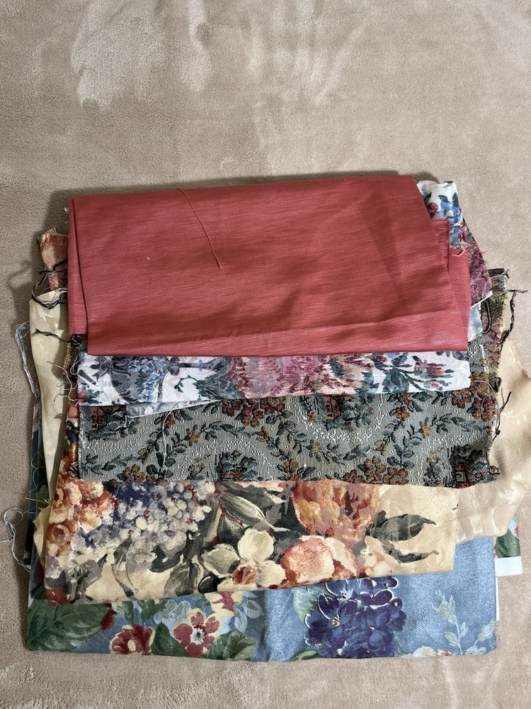 3.5 Lb Bag of Various Vintage Upholstery Chair Fabric Quilting Great Patterns