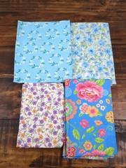 Lot of Fabric, floral, blue, white, pink, purple, orange, 1lb 5oz