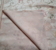 2 3/4 yd x 60″w Polyester Fabric Satiny Pink Floral w/Embossed Design NO STRETCH