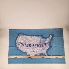 United States Map Fabric Quilt Panel Cotton Road Interstate Diamond Plate Blue