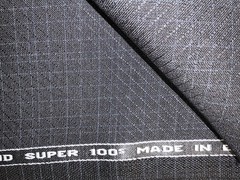 Halstead Navy 60% Mohair 40% S100s Check + Diagonal Stripe Suiting 3.35m 250g/m