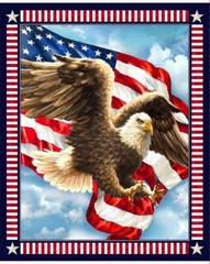 36″ X 44″ Panel Liberty Eagle American Flag Patriotic Fabric Panel D306.68)