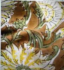 Blackbird Fabrics Block Printed Organic Cotton Fabric – Cinnamon/Sage 3.75 yds