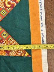 Star Quilt Fabric Pre-Printed Cheater Cotton United Kingdom Green Orange 55×106″