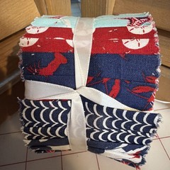 Jelly Roll 2.5 X 42 Nautical Roll Red Blue Turquoise White Cotton