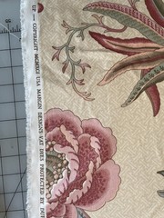 Margin Designs 1991 Jacobean Large Screen Print Fabric New Old Stock Pink Blue B